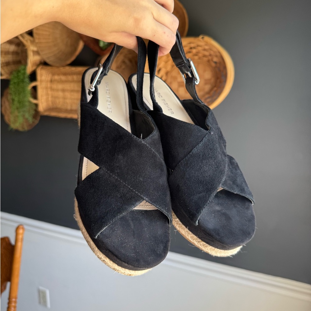 Marc Fisher Black Suede Women's Sandals